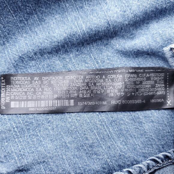 ZARA 1975 Chambray Shirt Men M Blue Pearl Snaps Long Sleeve Western Streetwear - Picture 11 of 13